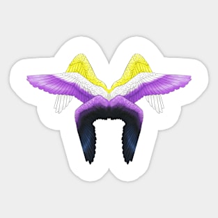 Nonbinary Pride Angel Wings Sticker